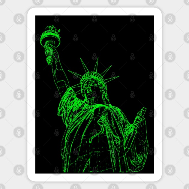 Glowing Liberty Statue Green Neon Sticker by NINE69